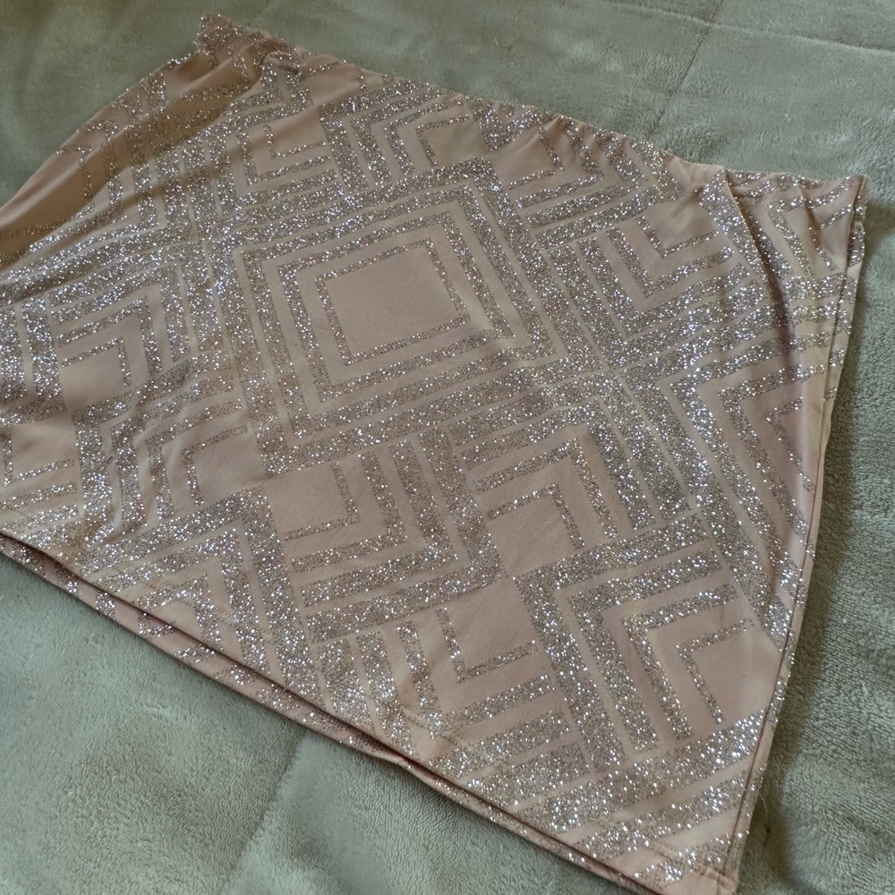 ADOS LIGHT PINK / NUDE SPARKLE MINI SKIRT SIZE 14